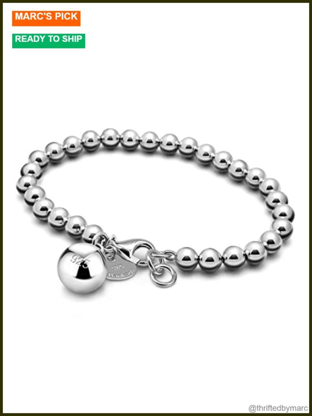 925 Sterling Silver Handmade Ball Chain Bracelet, Italian Bead Chain Bracelet,